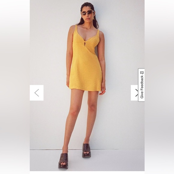 URBAN OUTFITTERS WHY NOT SEERSUCKER MINI DRESS EMPIRE WAIST SIDE ZIP CUTOUT BUST - Picture 3 of 16
